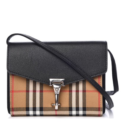 Burberry Grainy Calfskin Vintage Check Mini Macken Crossbody Bag Black 1 of 8