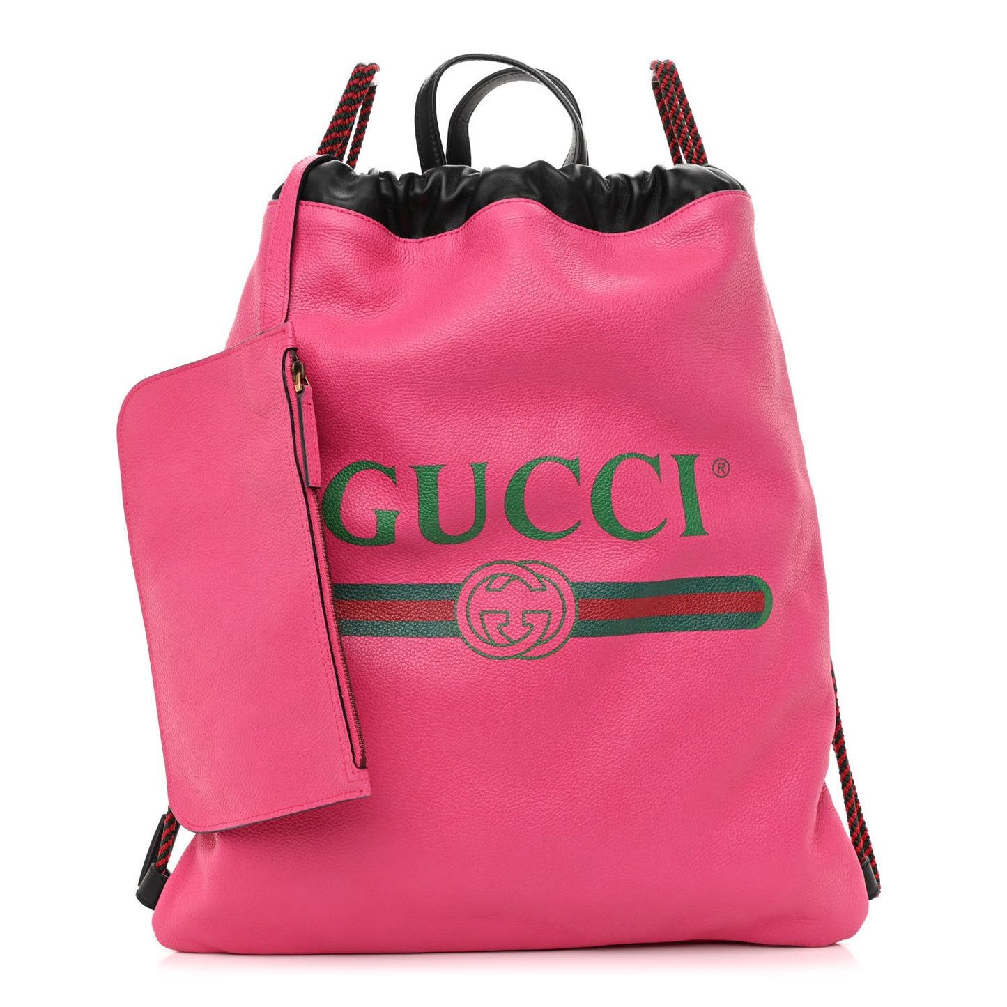 Grained Calfskin Logo Drawstring Backpack Box Pink Green Black