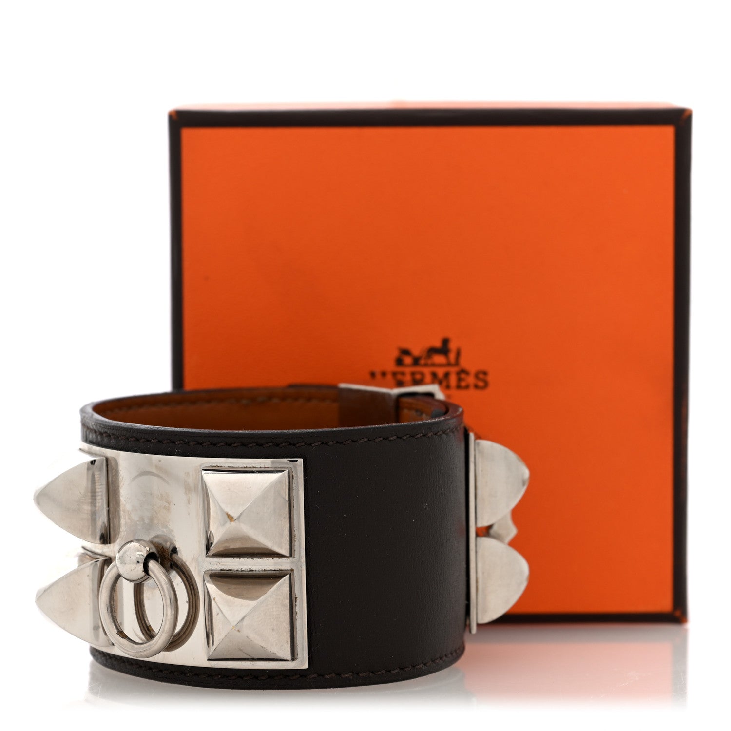 Hermes Box Collier De Chien CDC Bracelet L Chocolate 6 of 6