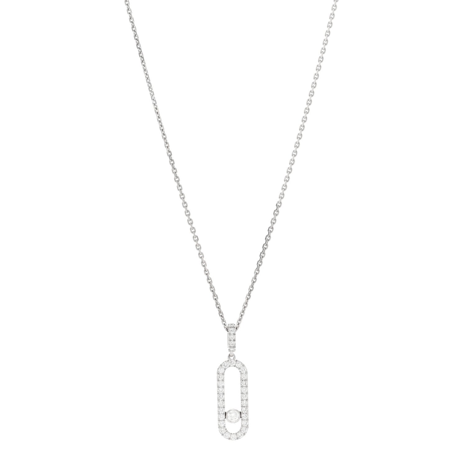 Messika 18K White Gold Diamond LM Move Uno Pave Pendant Necklace 1 of 4
