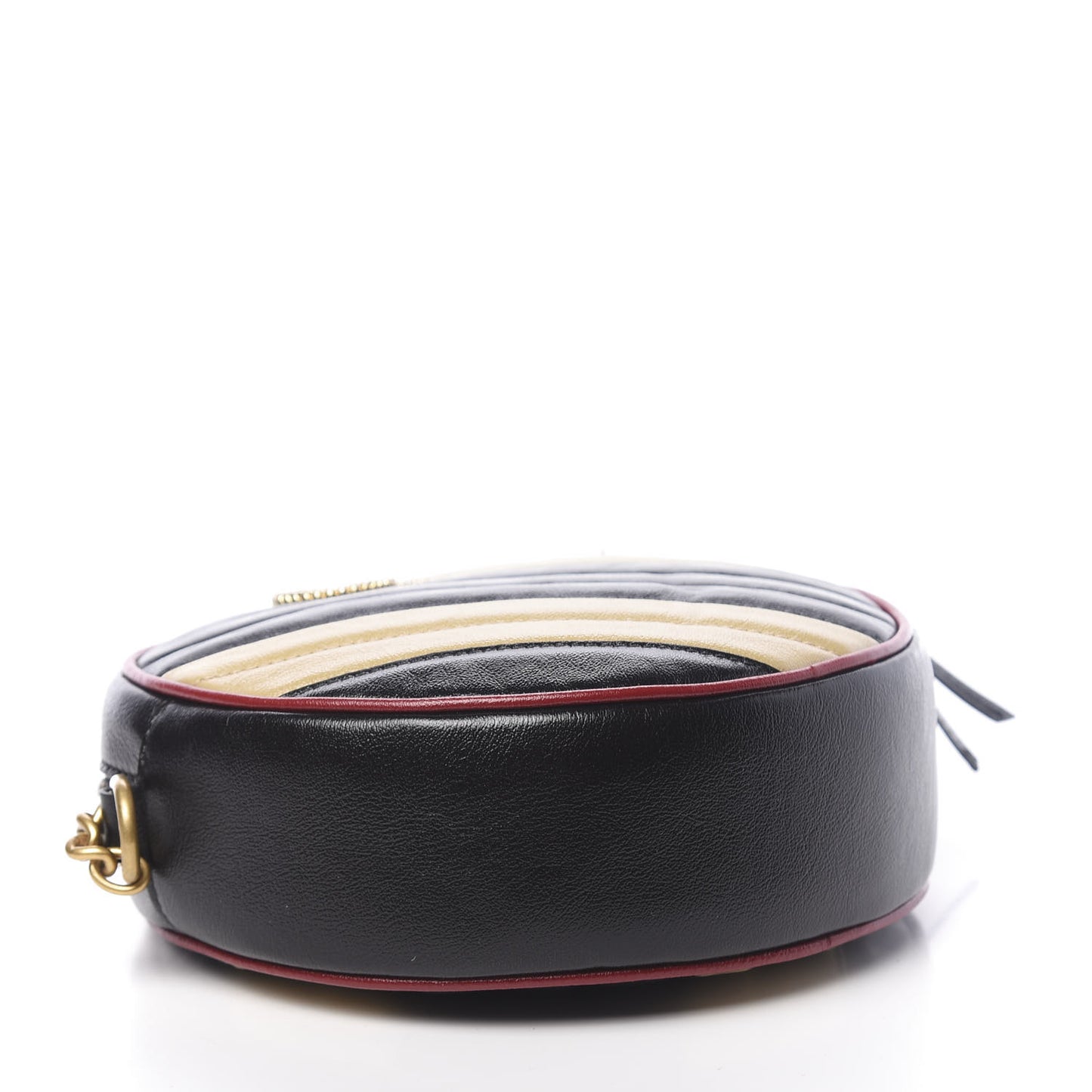 Azalea Calfskin Matelasse Diagonal Patchwork Mini Torchon GG Marmont Round Shoulder Bag Black Beige Romantic Cerise