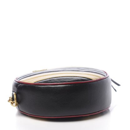Gucci Azalea Calfskin Matelasse Diagonal Patchwork Mini Torchon GG Marmont Round Shoulder Bag Black Beige Romantic Cerise 4 of 10