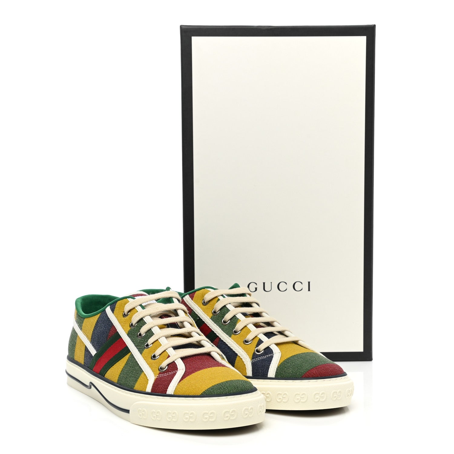 Gucci Canvas Web Marley Stripe Mens 1977 Tennis Sneakers 8.5 Multicolor Mystic White 8 of 8