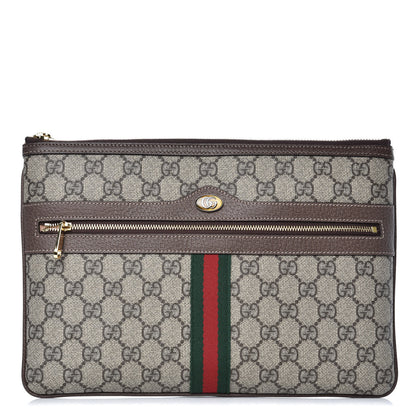 Gucci GG Supreme Monogram Large Ophidia Pouch Clutch Brown 1 of 8