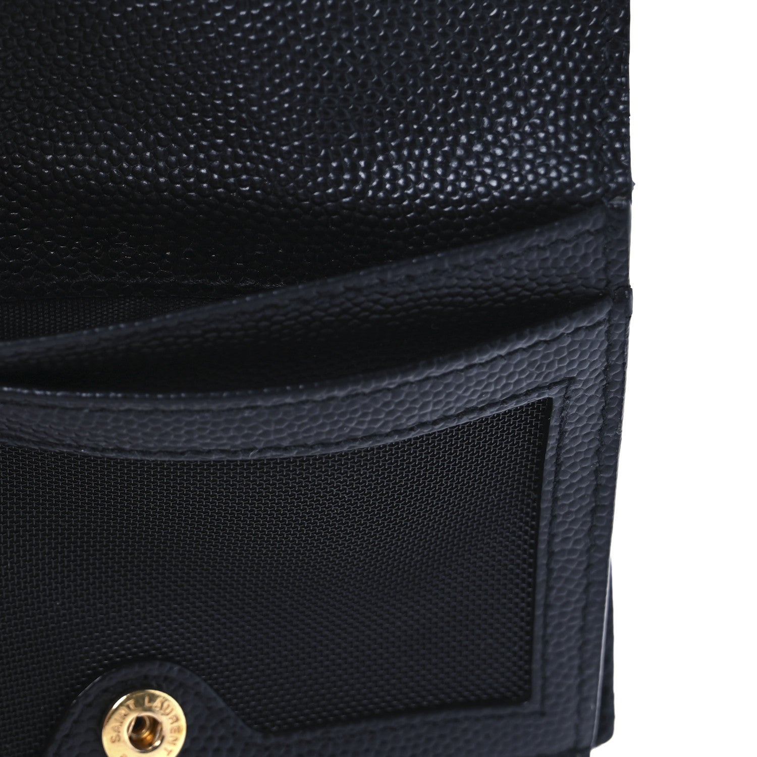 Saint Laurent Grain De Poudre Matelasse Chevron Monogram Zipped Card Case Black 8 of 9