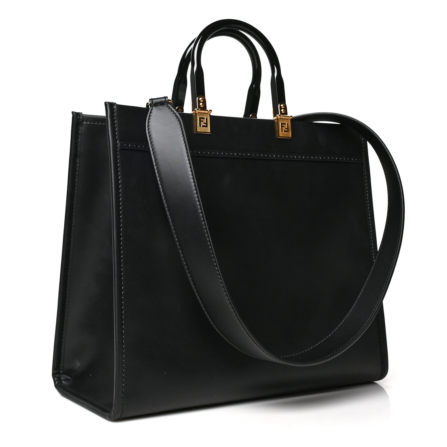 Fendi X VERSACE Calfskin Plexiglass Fendace Medium Fendi Sunshine Shopper Tote Black 3 of 9