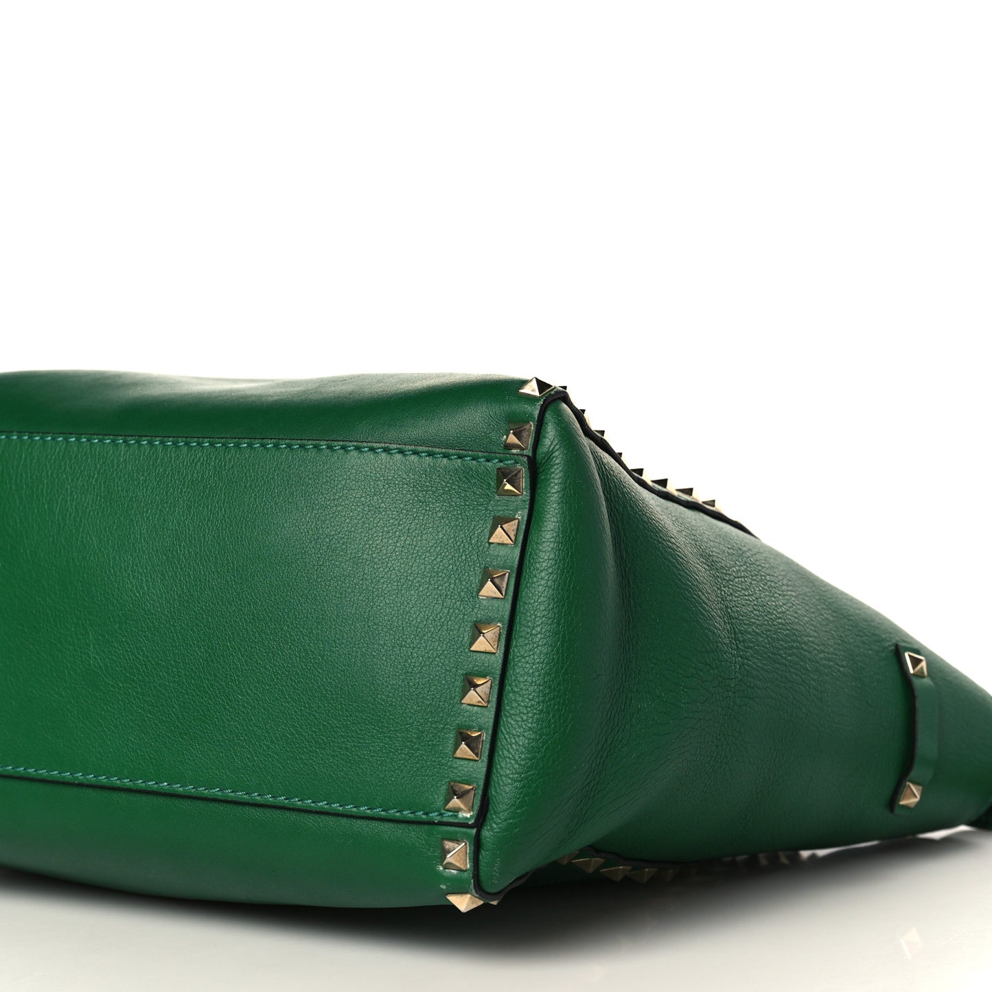 Vitello Rockstud Double Handle Tote Pop Green
