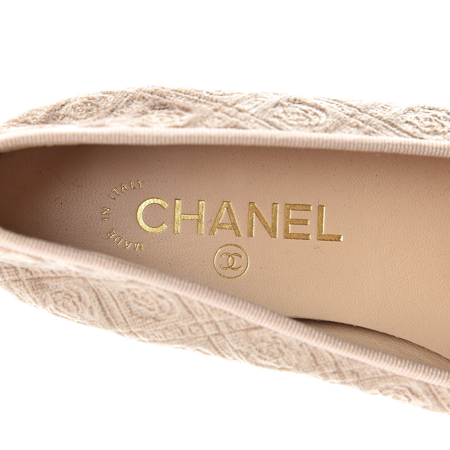 Chanel Velvet Grosgrain Cap Toe Ballerina Flats 39.5 Beige Black 8 of 9