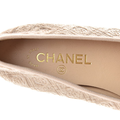 Chanel Velvet Grosgrain Cap Toe Ballerina Flats 39.5 Beige Black 8 of 9