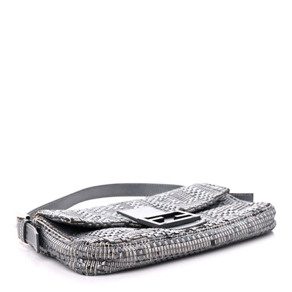 Fendi Metallic Lambskin Woven Baguette Grey 3 of 14