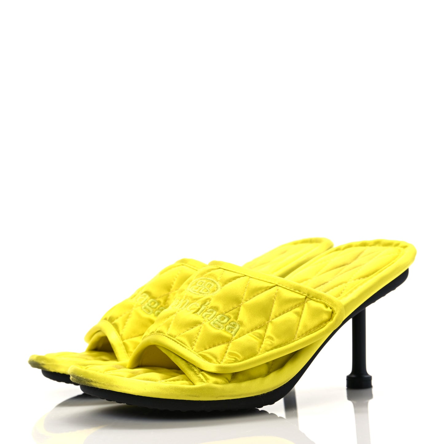 Satin Quilted Home 80mm Sandals 37 Lime