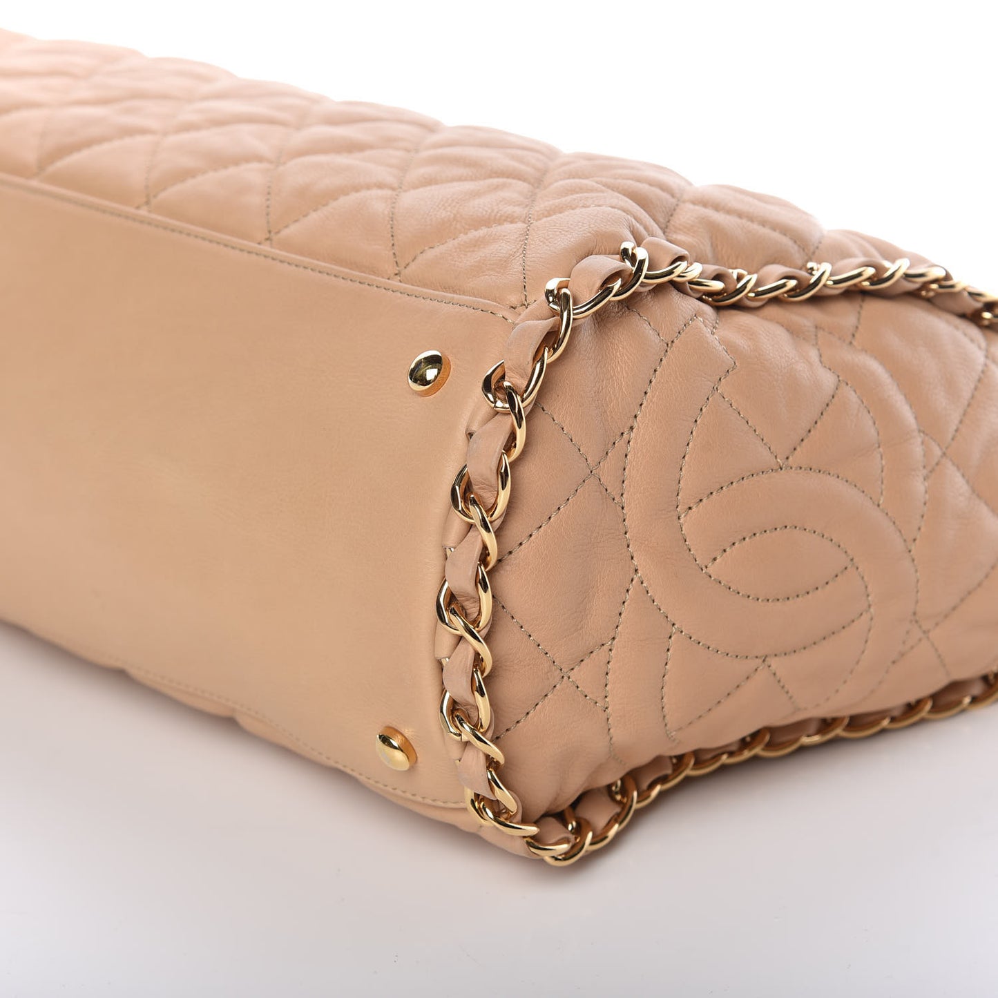Calfskin Quilted Large Chain Me Hobo Beige