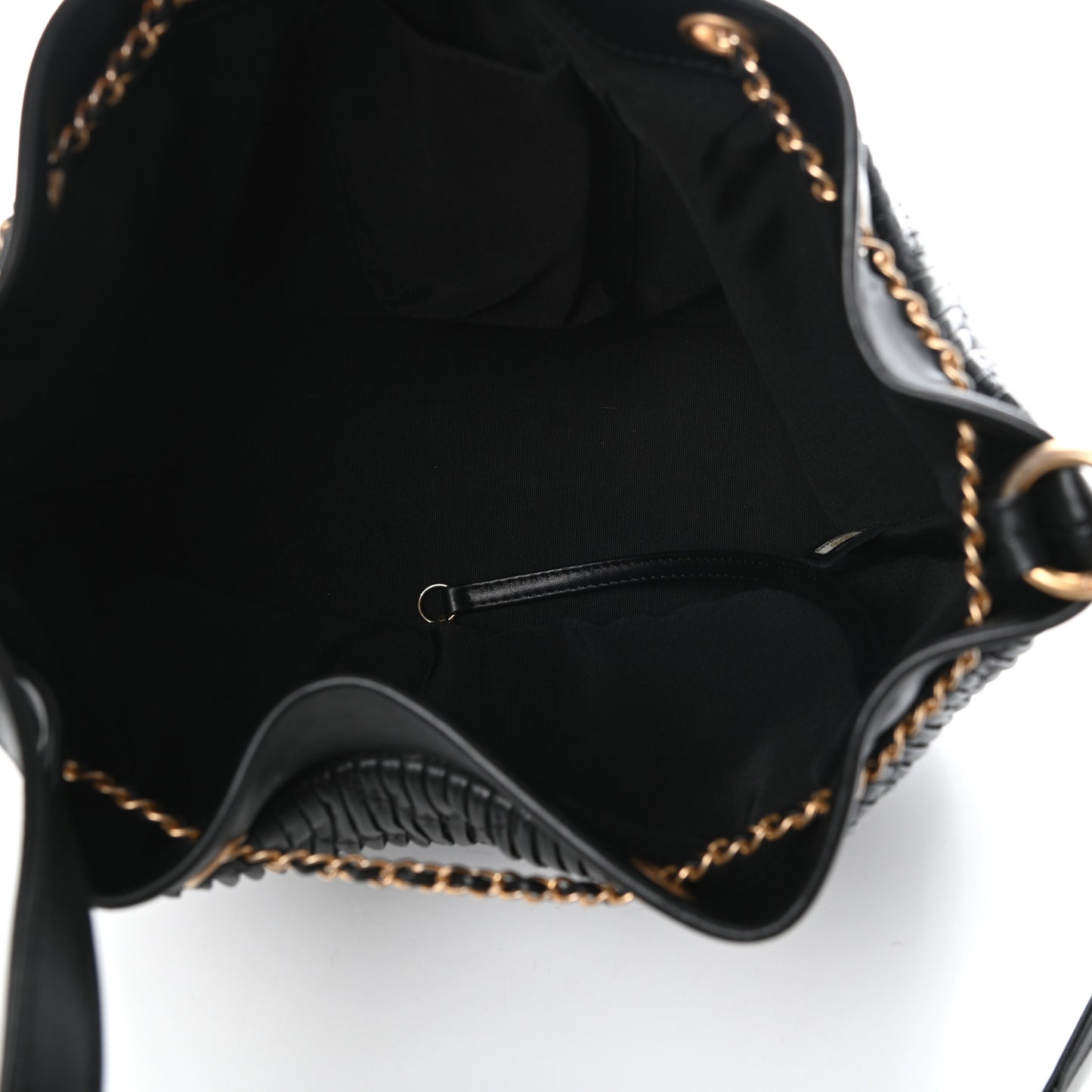 Iridescent Crumpled Calfskin Coco Pleats Small Drawstring Bag Black