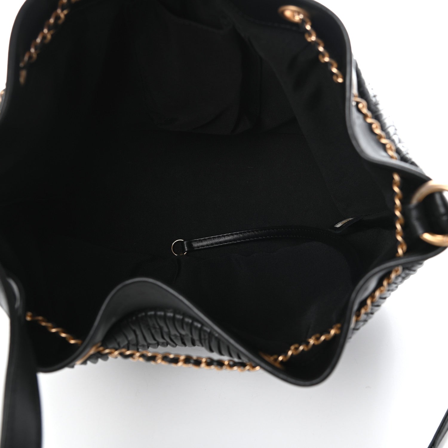 Chanel Iridescent Crumpled Calfskin Coco Pleats Small Drawstring Bag Black 5 of 10