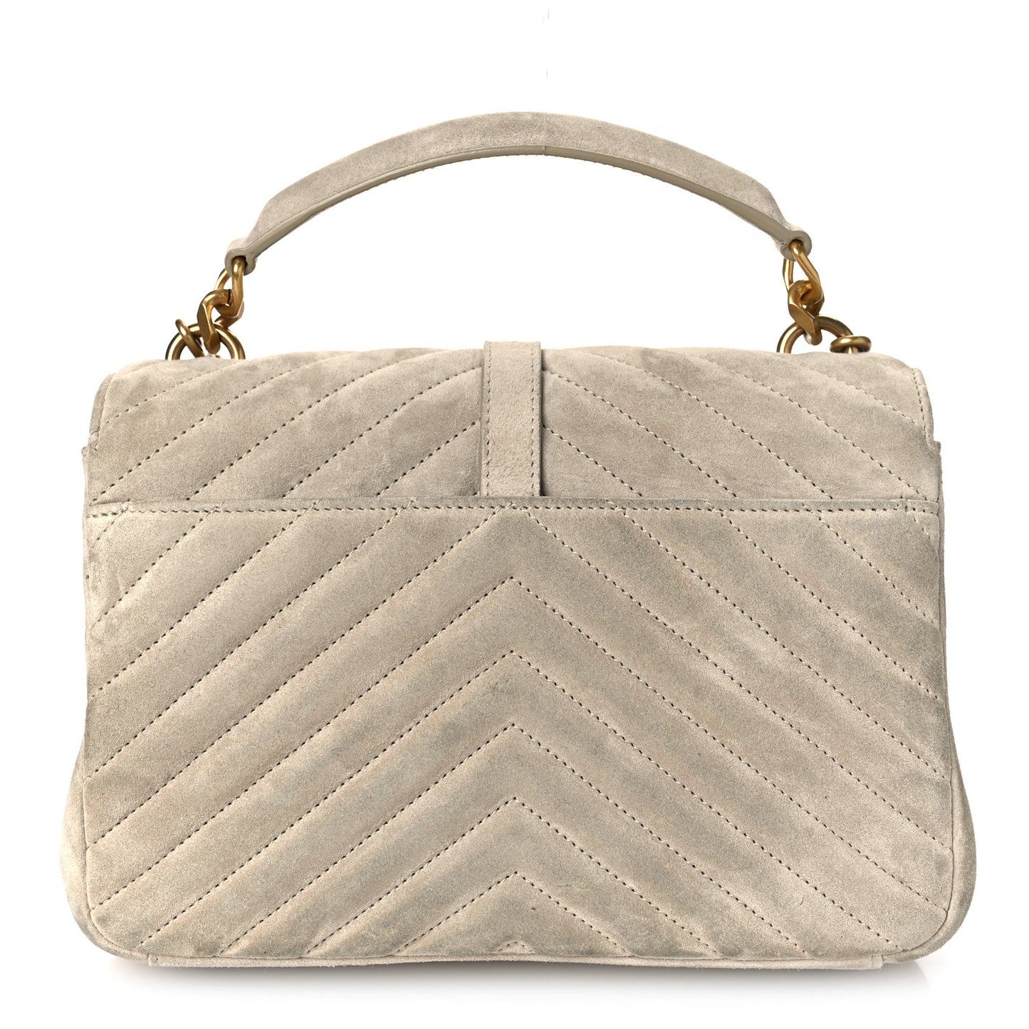 Suede Matelasse Chevron Monogram Medium College Bag Crema Soft