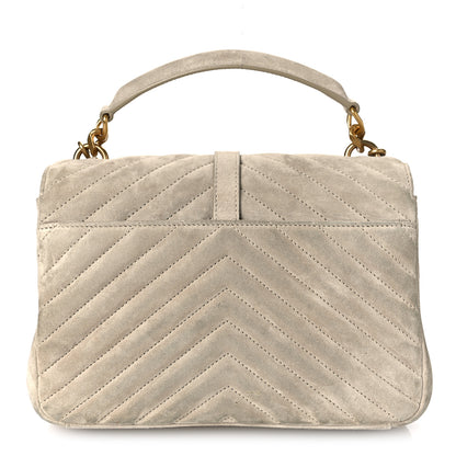 Saint Laurent Suede Matelasse Chevron Monogram Medium College Bag Crema Soft 10 of 10