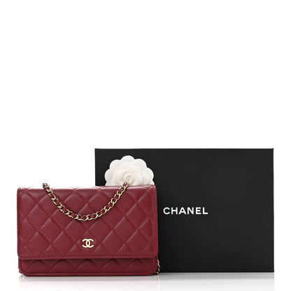Chanel Lambskin Quilted Wallet On Chain WOC Burgundy 12 of 12