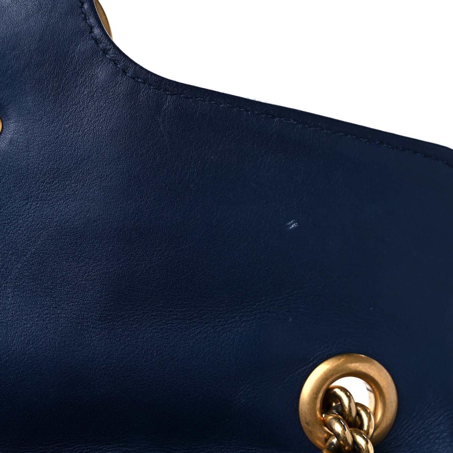 Denim Matelasse Pearl Studded Small GG Marmont Shoulder Bag Blue