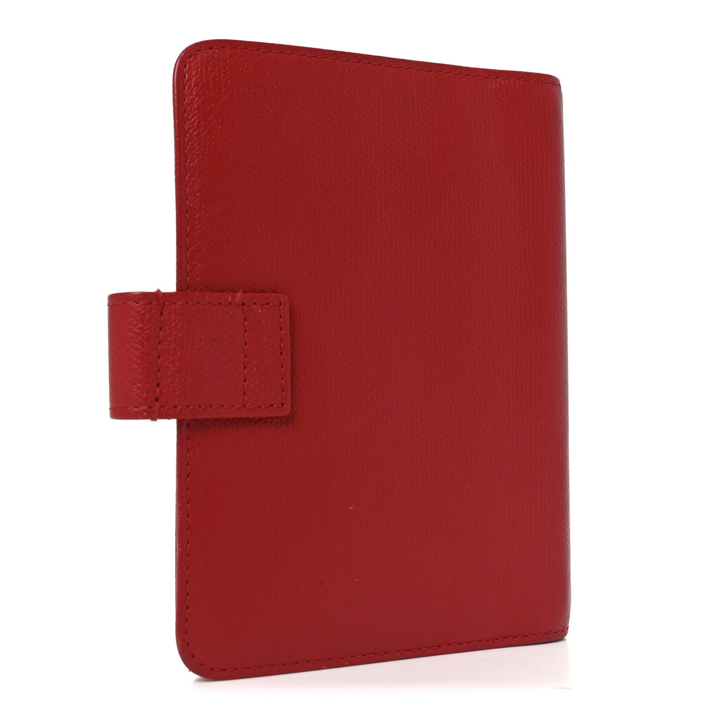 Grained Calfskin CC Button Pocket Agenda Cover Red