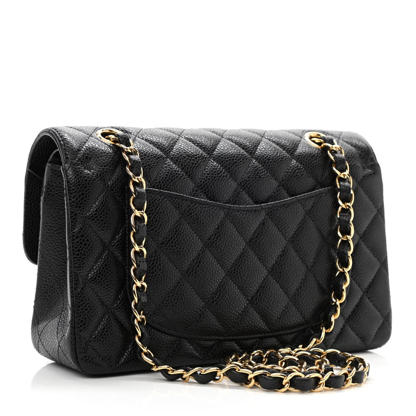 Caviar Quilted Small Double Flap Black