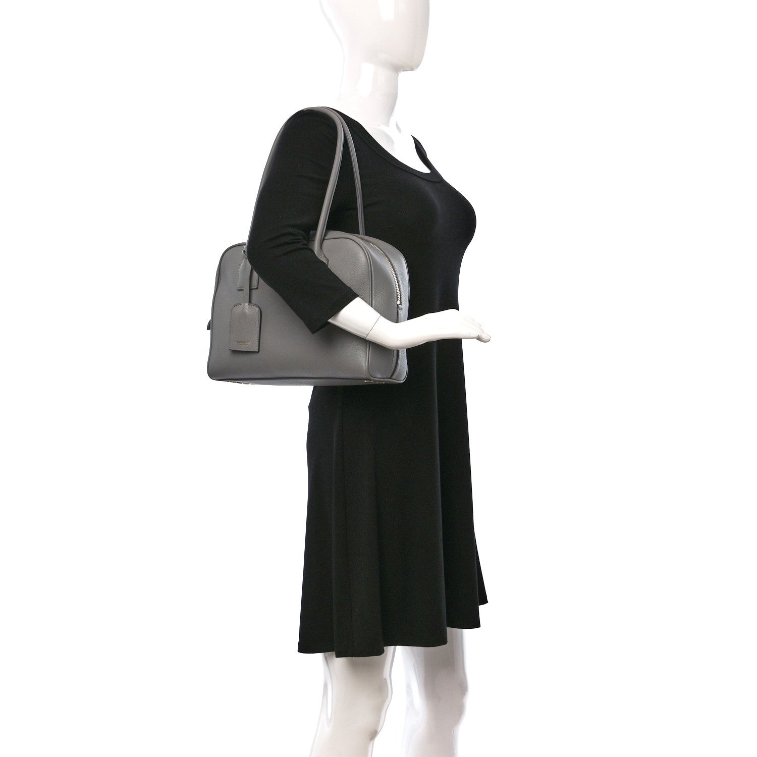 Burberry Soft Grain Calfskin Half Cube Bag Bright Cloud Grey 2 of 8