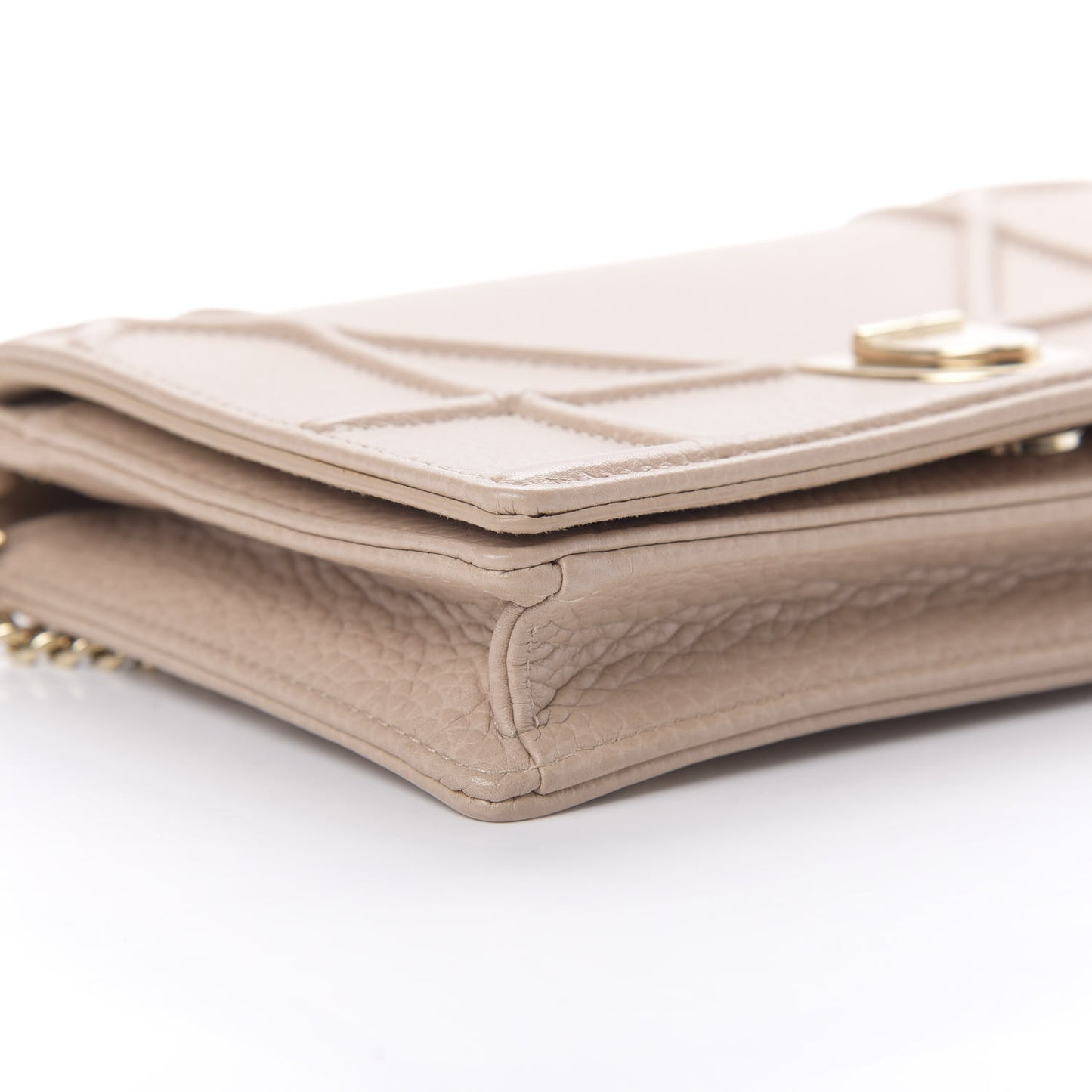 Grained Calfskin Diorama Wallet on Chain Pouch Nude