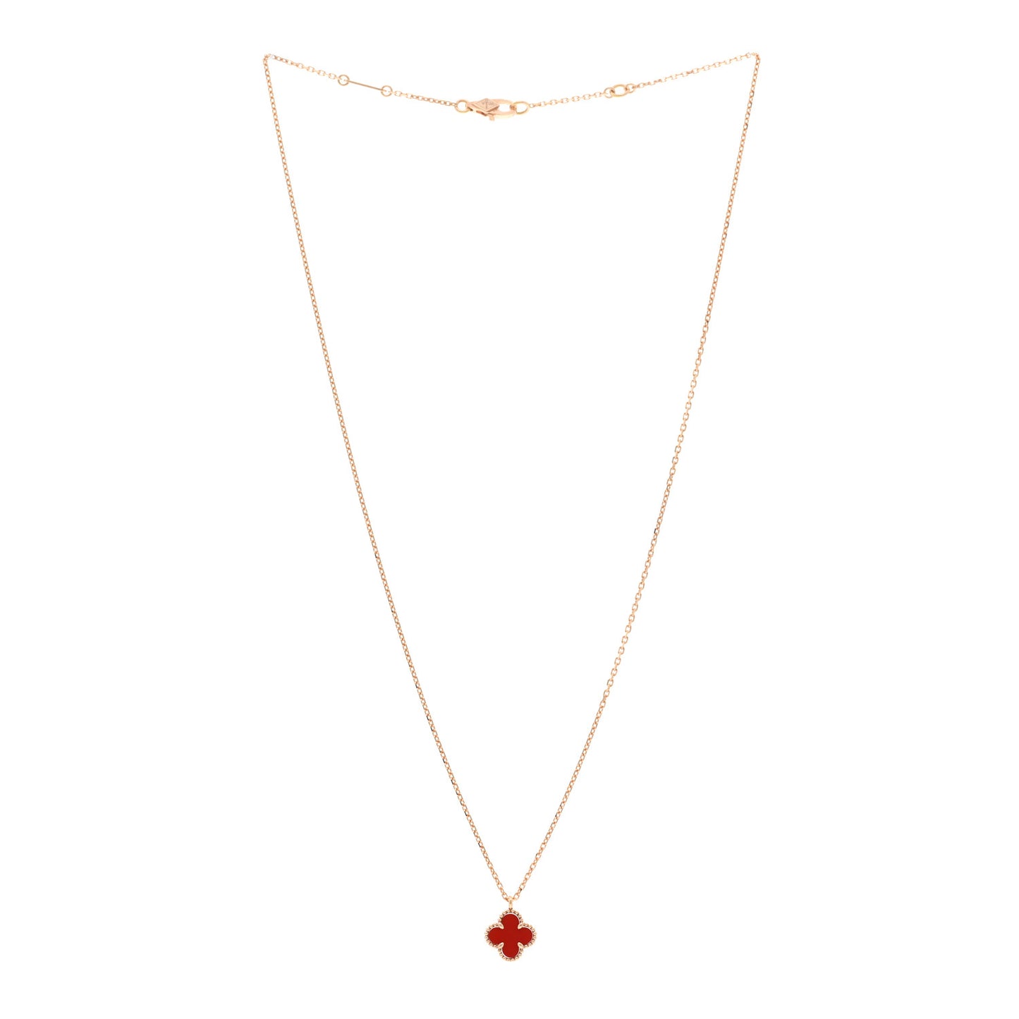 18K Rose Gold Carnelian Sweet Alhambra Pendant Necklace