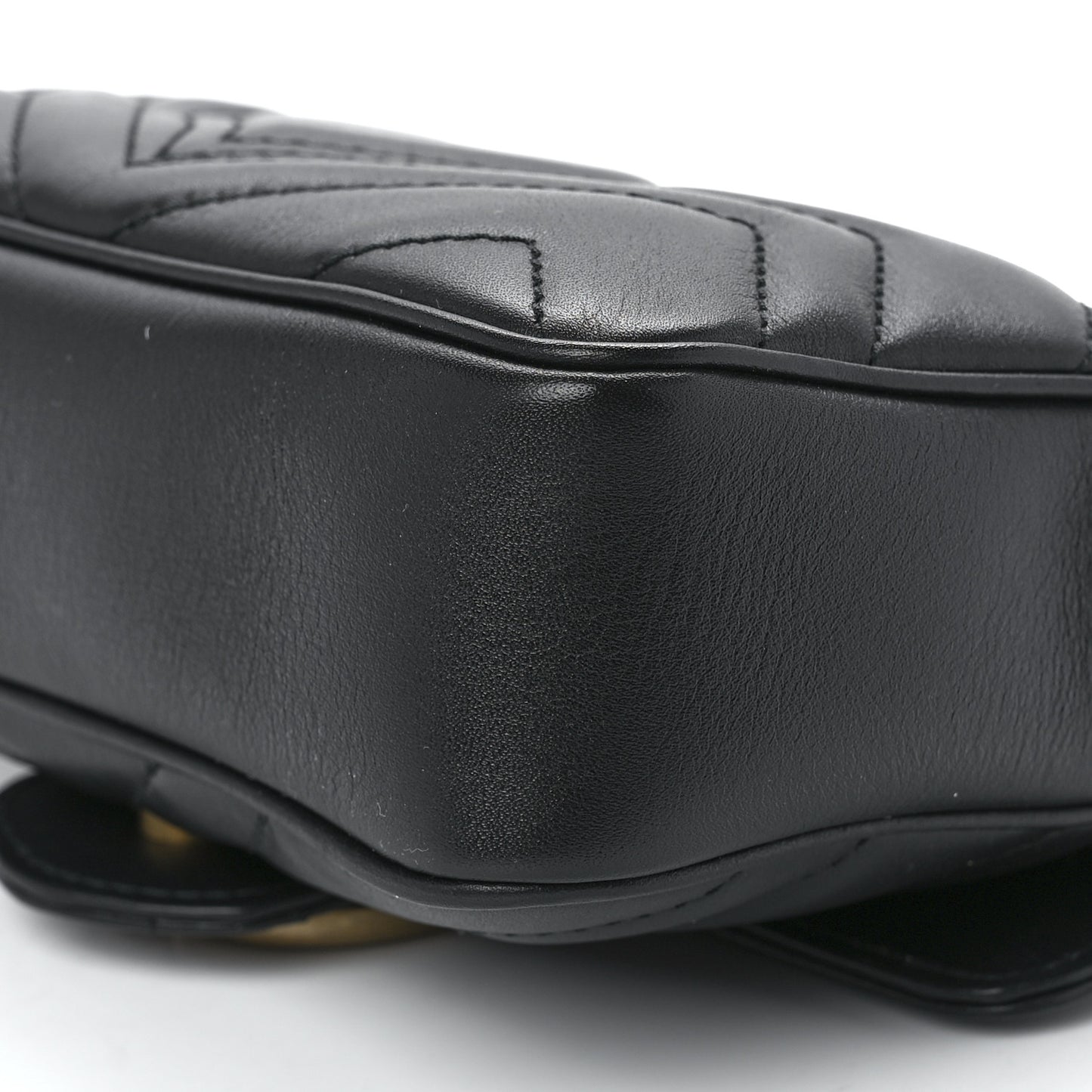 Calfskin Matelasse Super Mini GG Marmont Shoulder Bag Black
