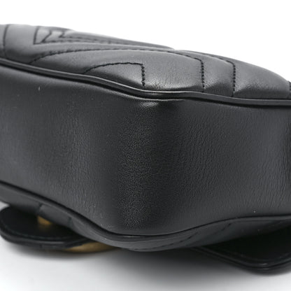 Gucci Calfskin Matelasse Super Mini GG Marmont Shoulder Bag Black 11 of 12