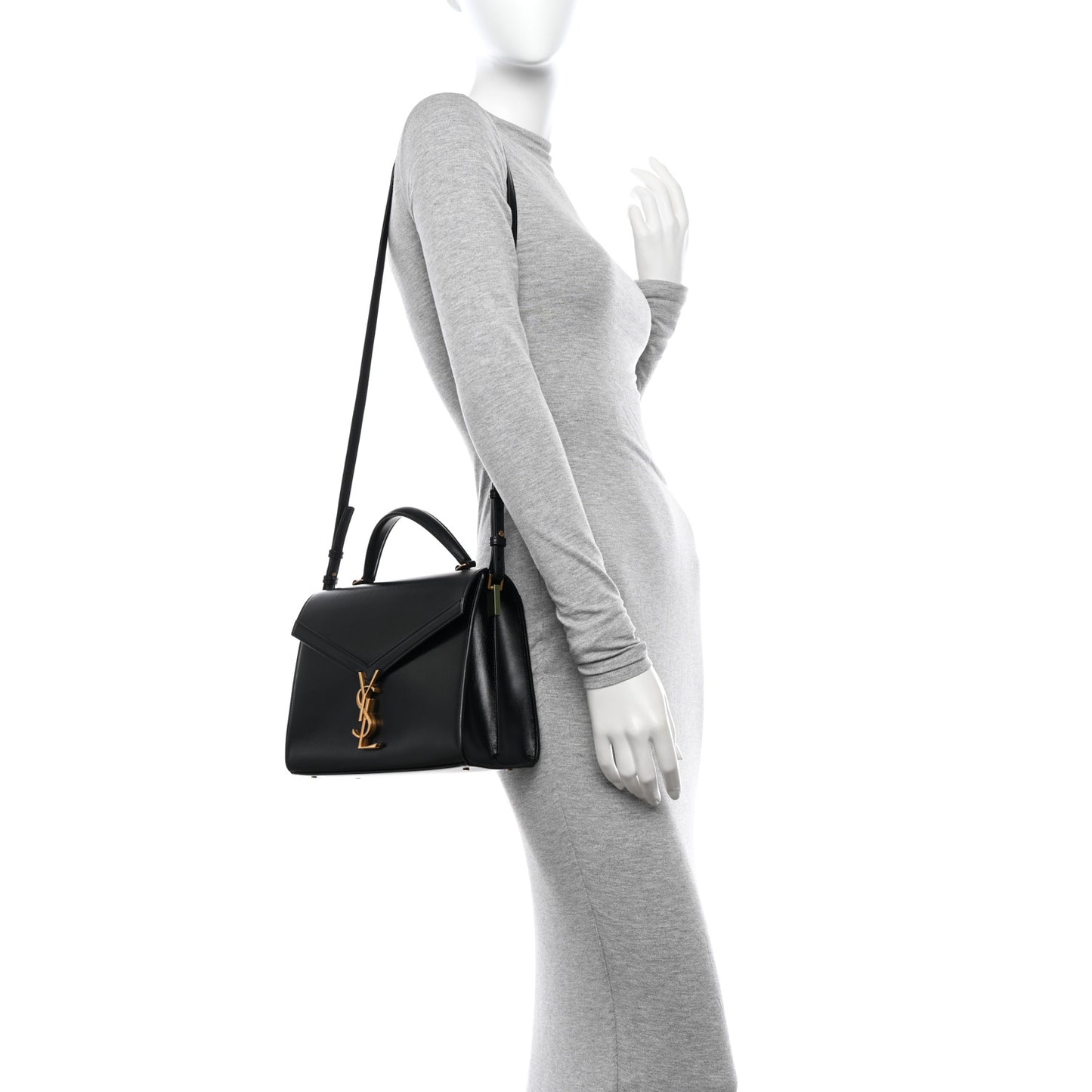 Smooth Calfskin Medium Classic Monogram Cassandra Top Handle Black Rouge Legion