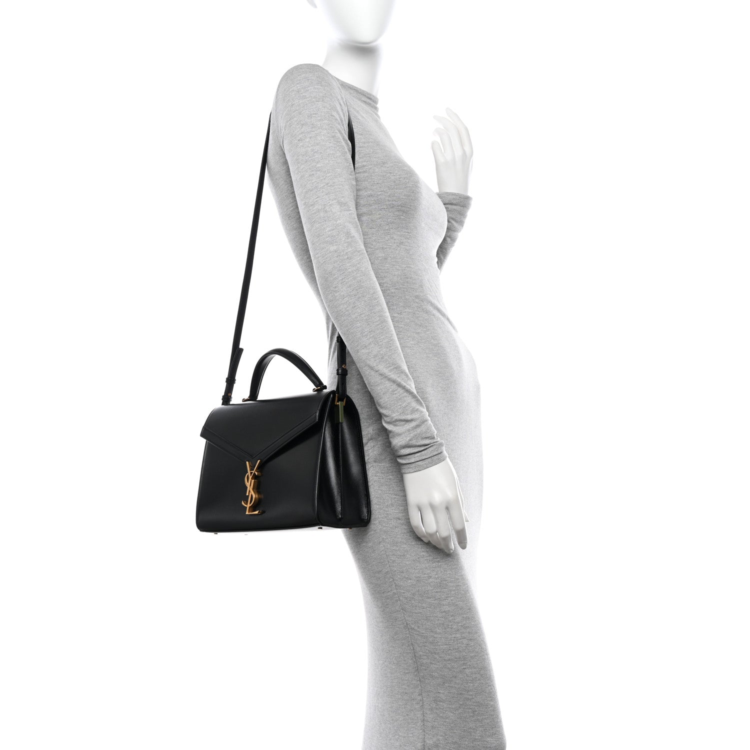Saint Laurent Smooth Calfskin Medium Classic Monogram Cassandra Top Handle Black Rouge Legion 2 of 9