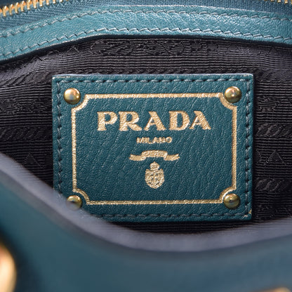 Prada Vitello Daino Shoulder Bag Pavone 7 of 12