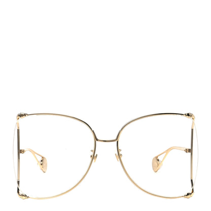 Gucci Metal Oversized Round Sunglasses GG0252S Gold 2 of 9
