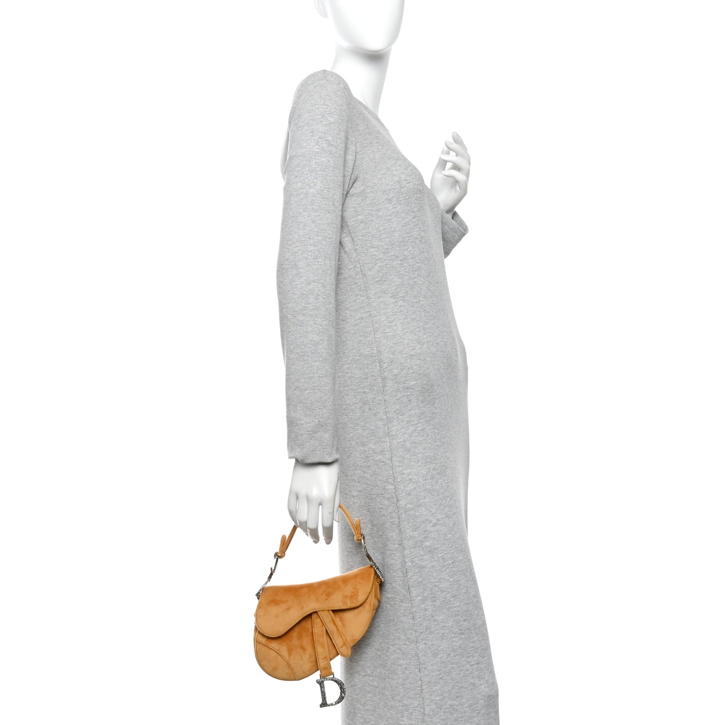 Velvet Crystal Mini Saddle Bag Tan