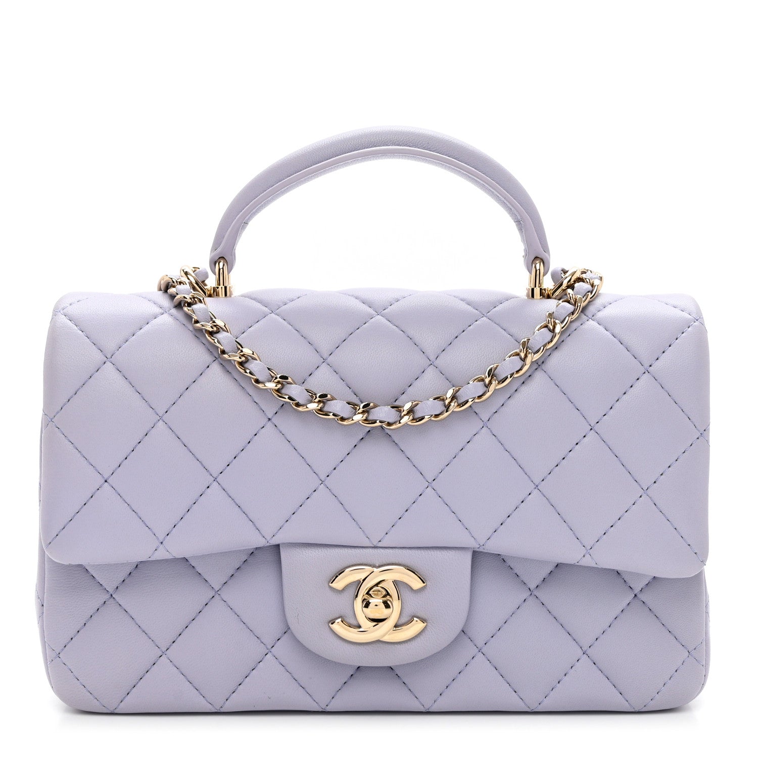 Chanel Lambskin Quilted Mini Top Handle Rectangular Flap Light Purple 1 of 9