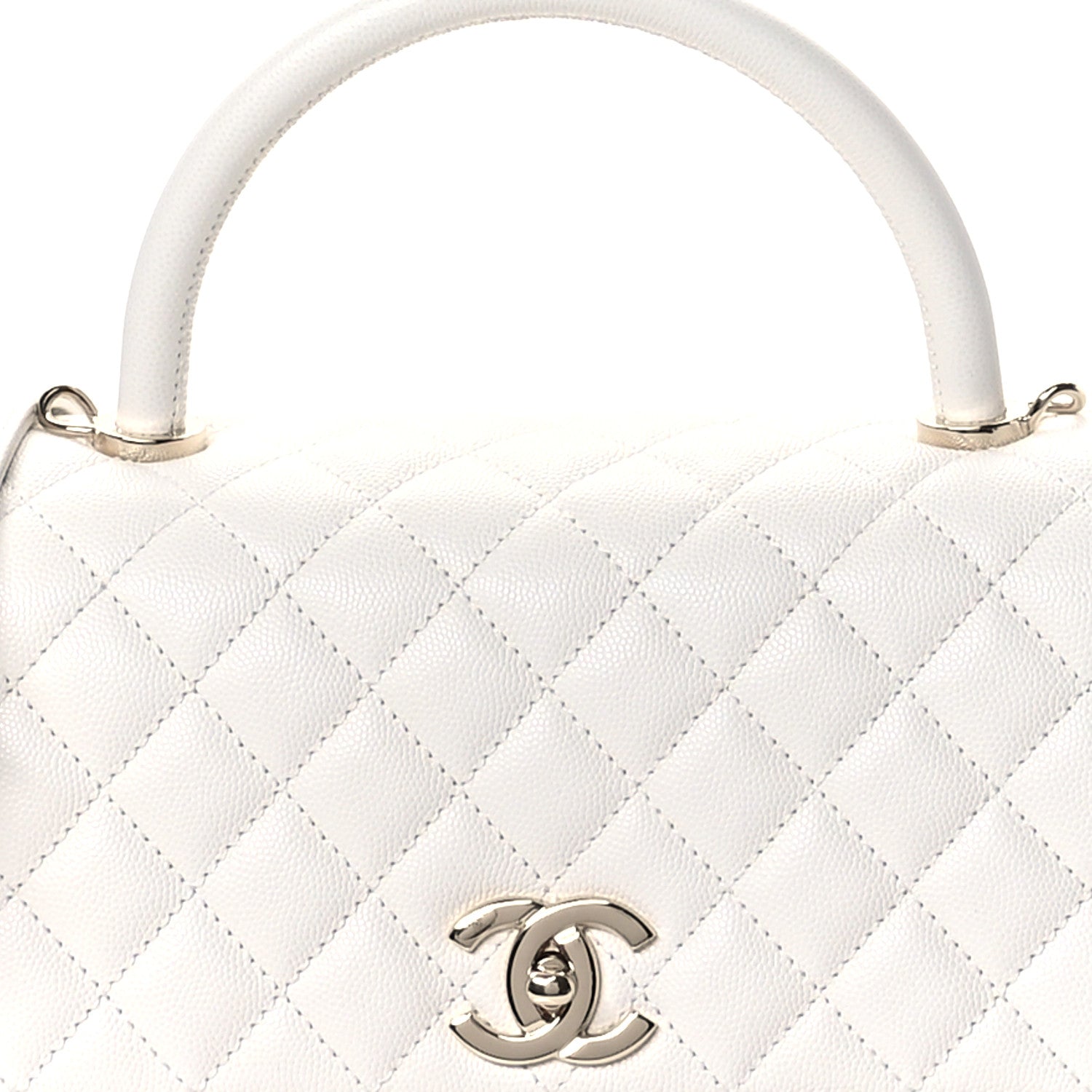 Chanel Caviar Quilted Small Coco Handle Flap White 8 of 10
