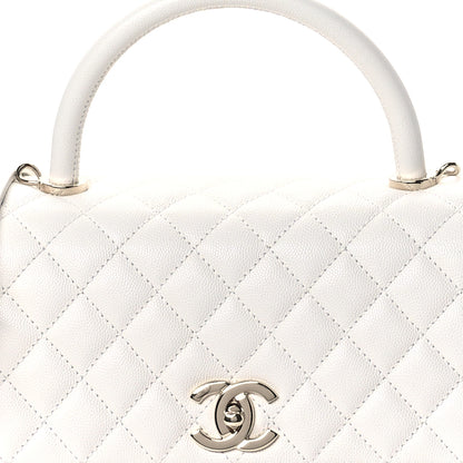Chanel Caviar Quilted Small Coco Handle Flap White 8 of 10