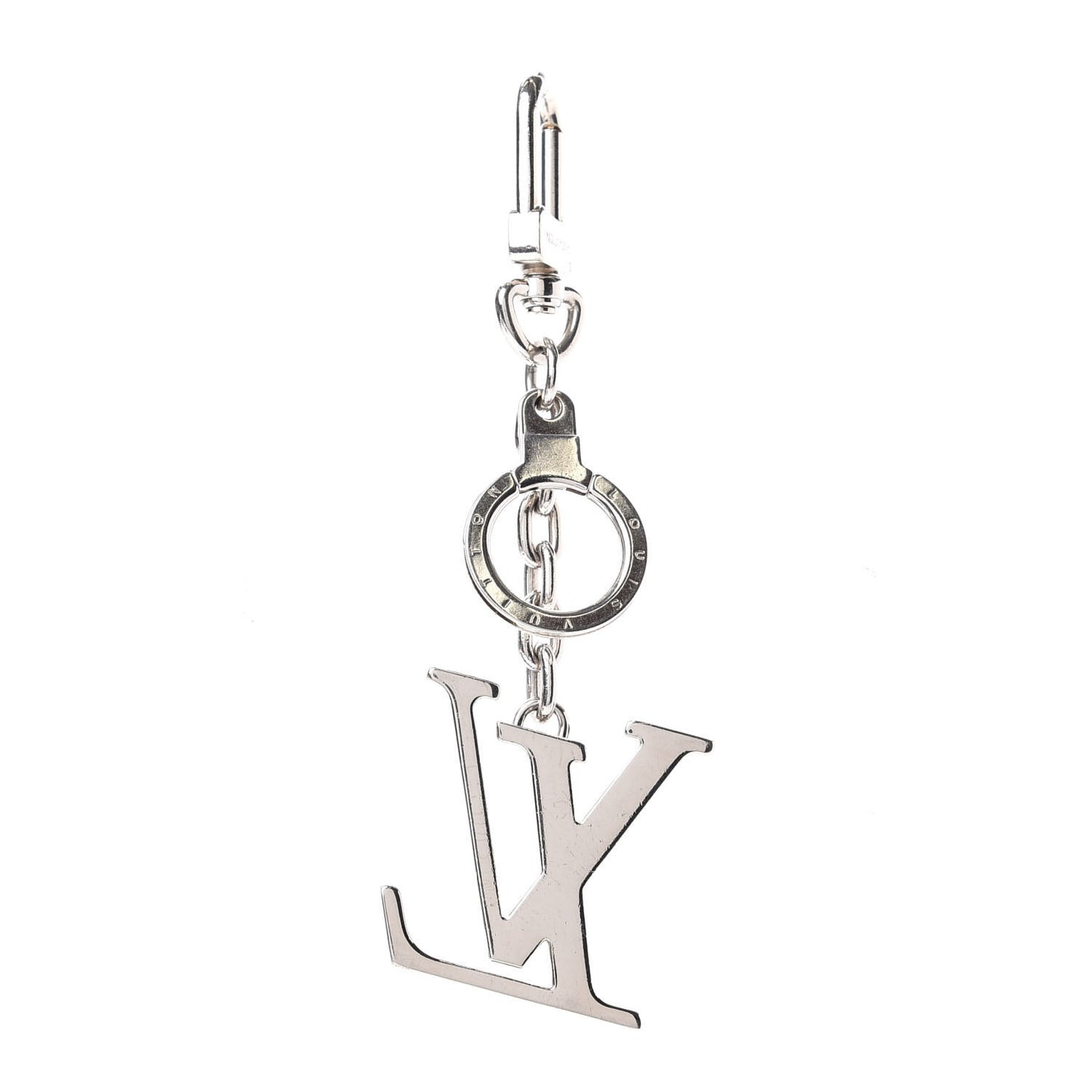 LV Facettes Bag Charm Key Holder Silver