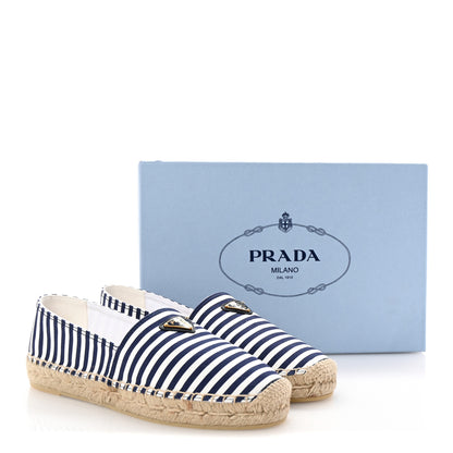 Prada Canvas Striped Triangle Logo Saint Tropez Espadrilles 39 White Blue 10 of 10