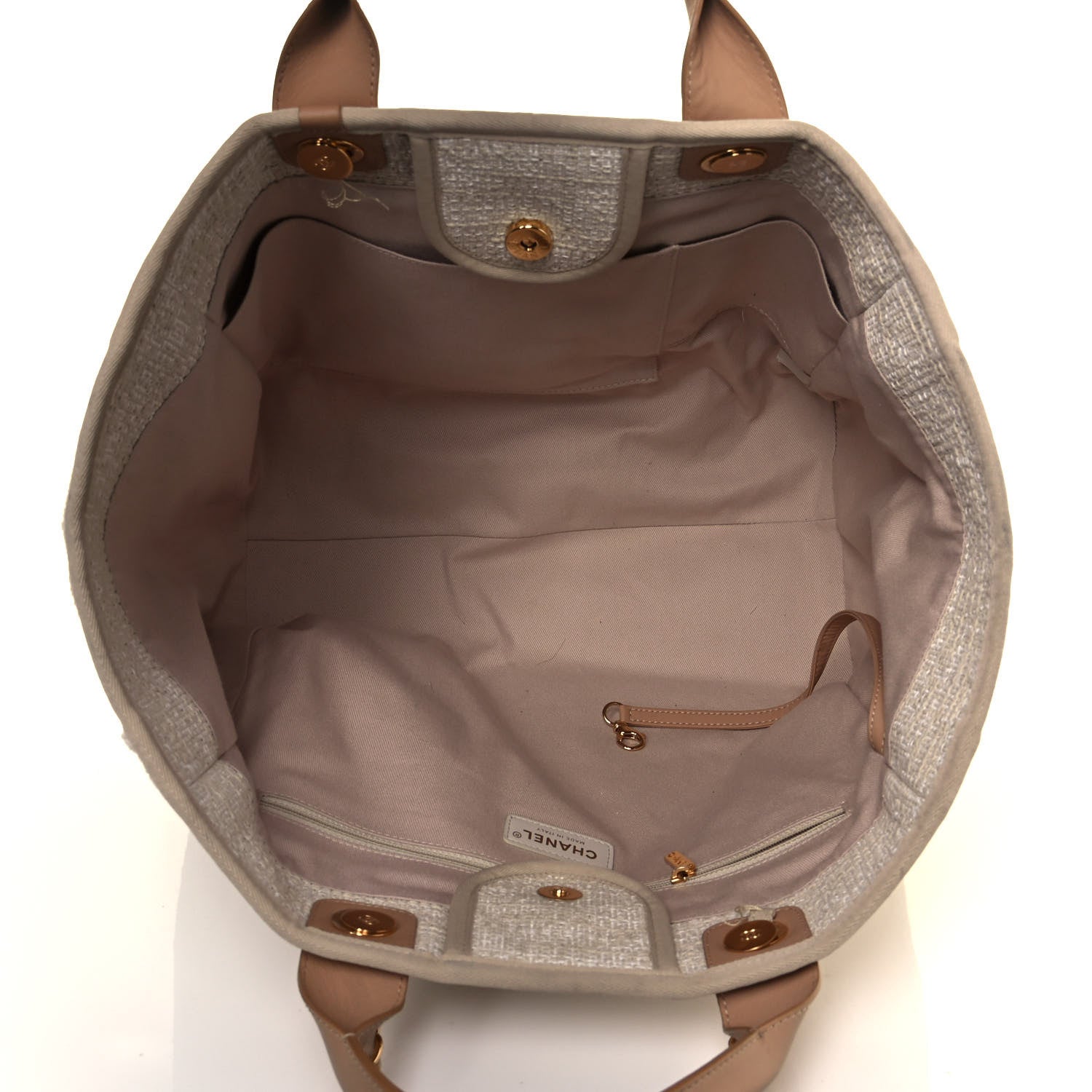 Chanel Canvas Large Deauville Tote Light Beige 5 of 13