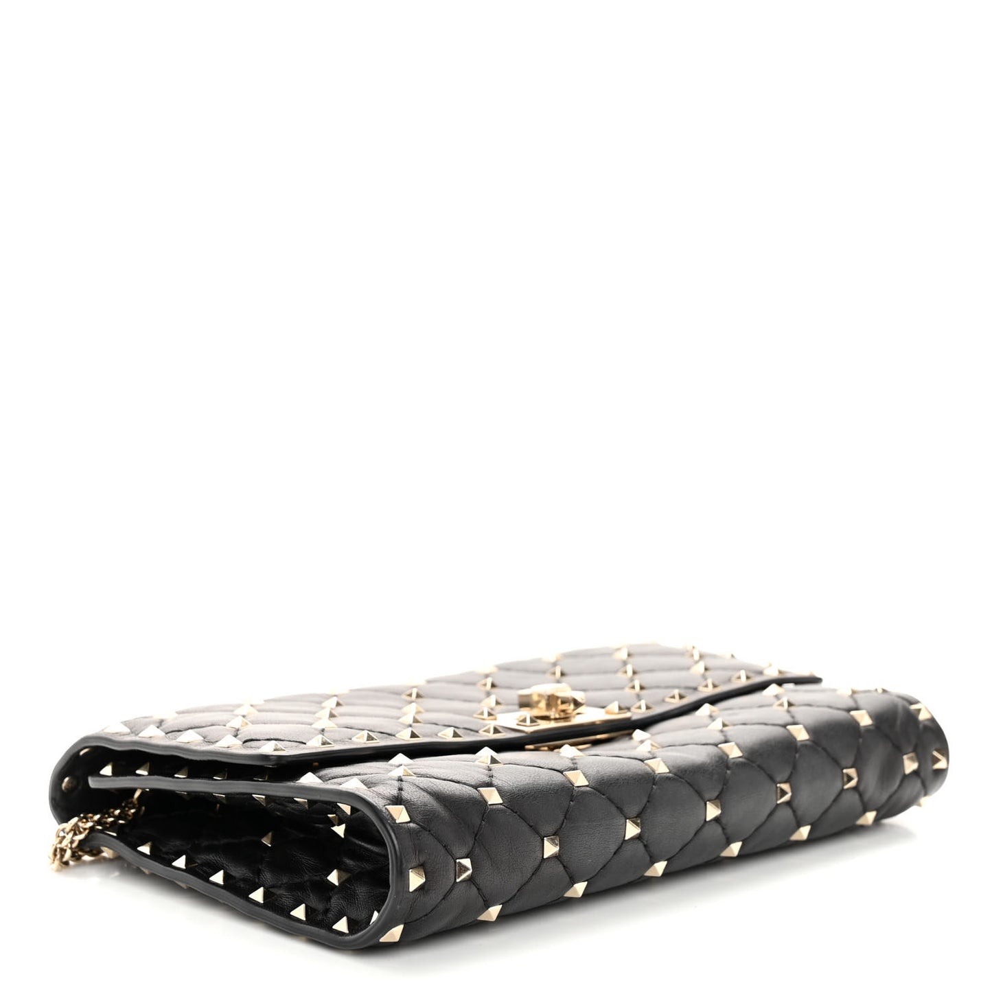 Nappa Rockstud Spike Wallet On Chain Black