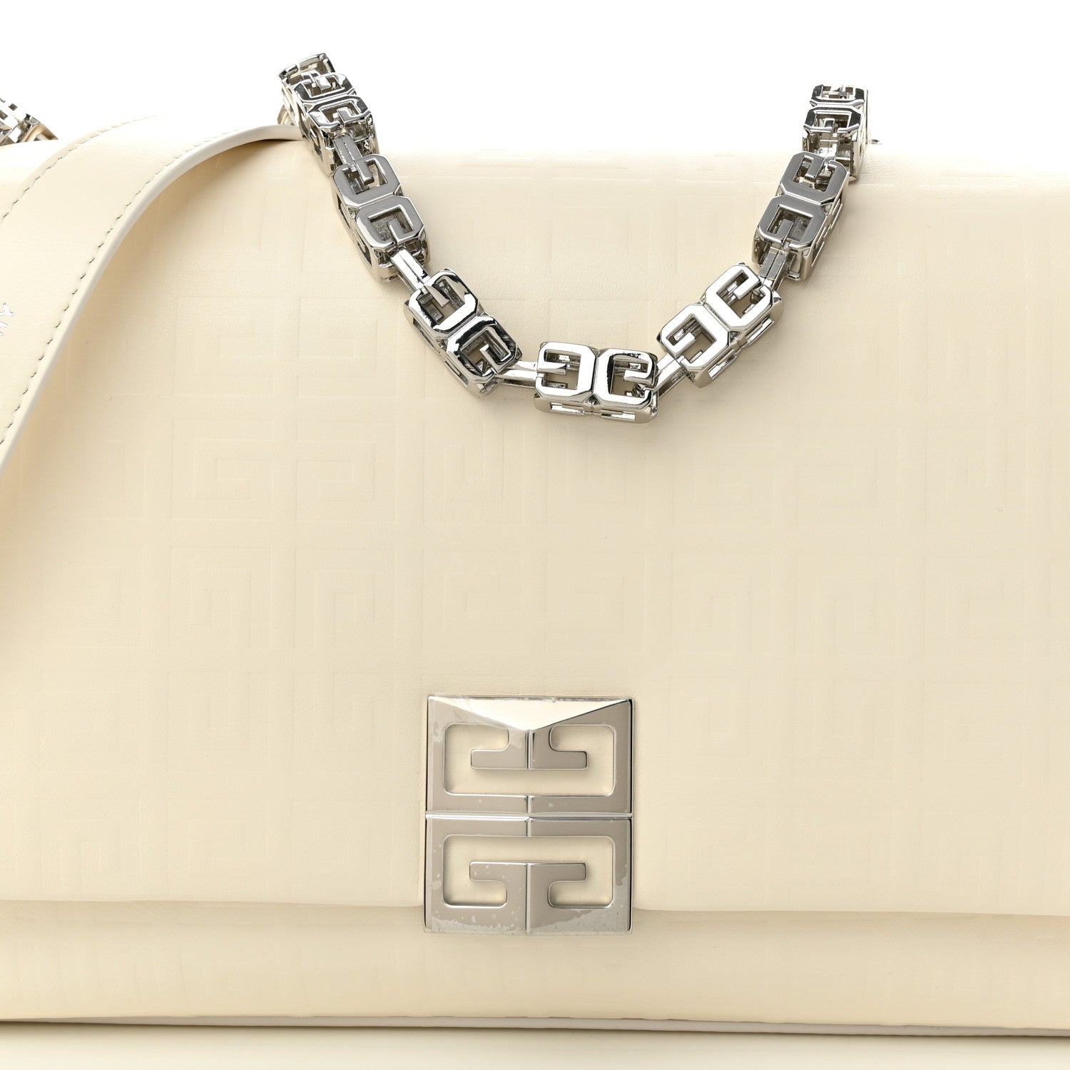 Givenchy Soft Calfskin 4G Embossed Medium Shoulder Bag Ivory 7 of 9
