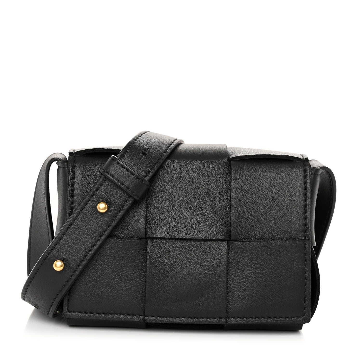Lambskin Maxi Intrecciato Extra Mini Cassette Crossbody Bag Black