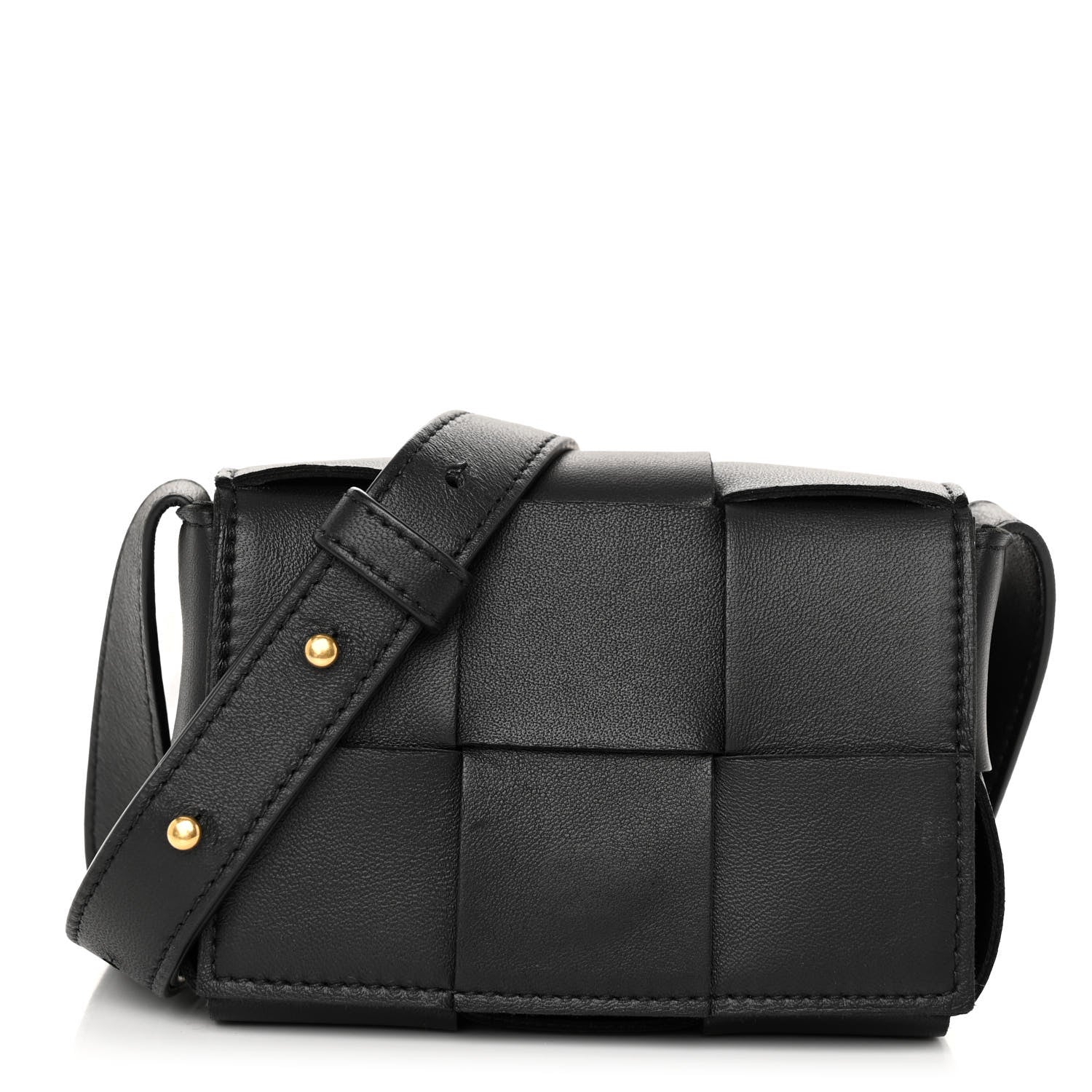 Bottega Veneta Lambskin Maxi Intrecciato Extra Mini Cassette Crossbody Bag Black 1 of 10