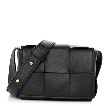 Bottega Veneta Lambskin Maxi Intrecciato Extra Mini Cassette Crossbody Bag Black 1 of 10