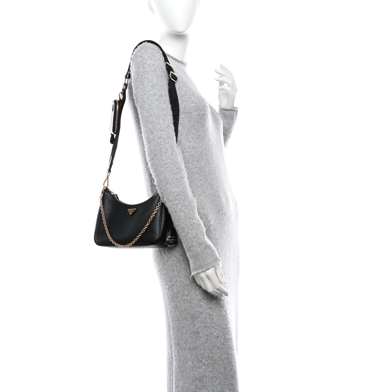 Prada Saffiano Lux Re-Edition 2005 Shoulder Bag Black 2 of 10