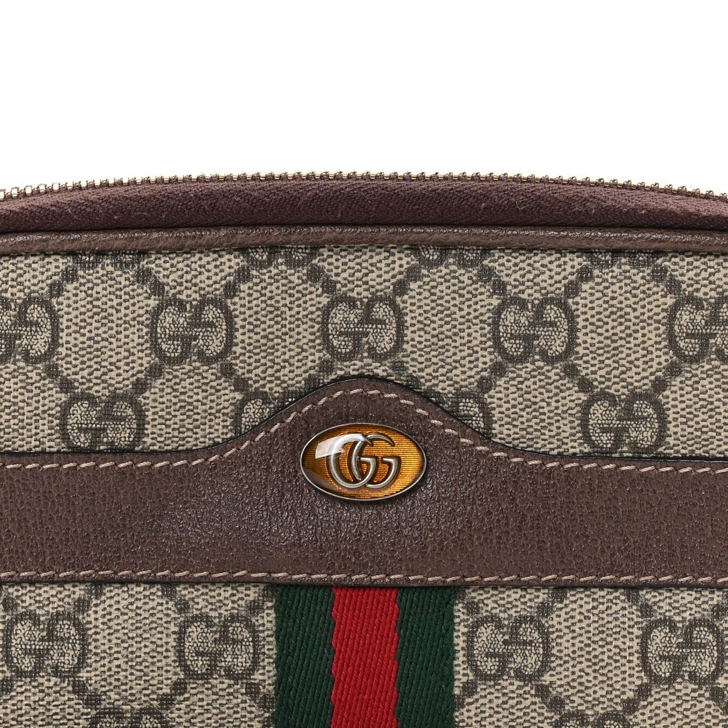 GG Supreme Monogram Ophidia Phone Case Wristlet Brown