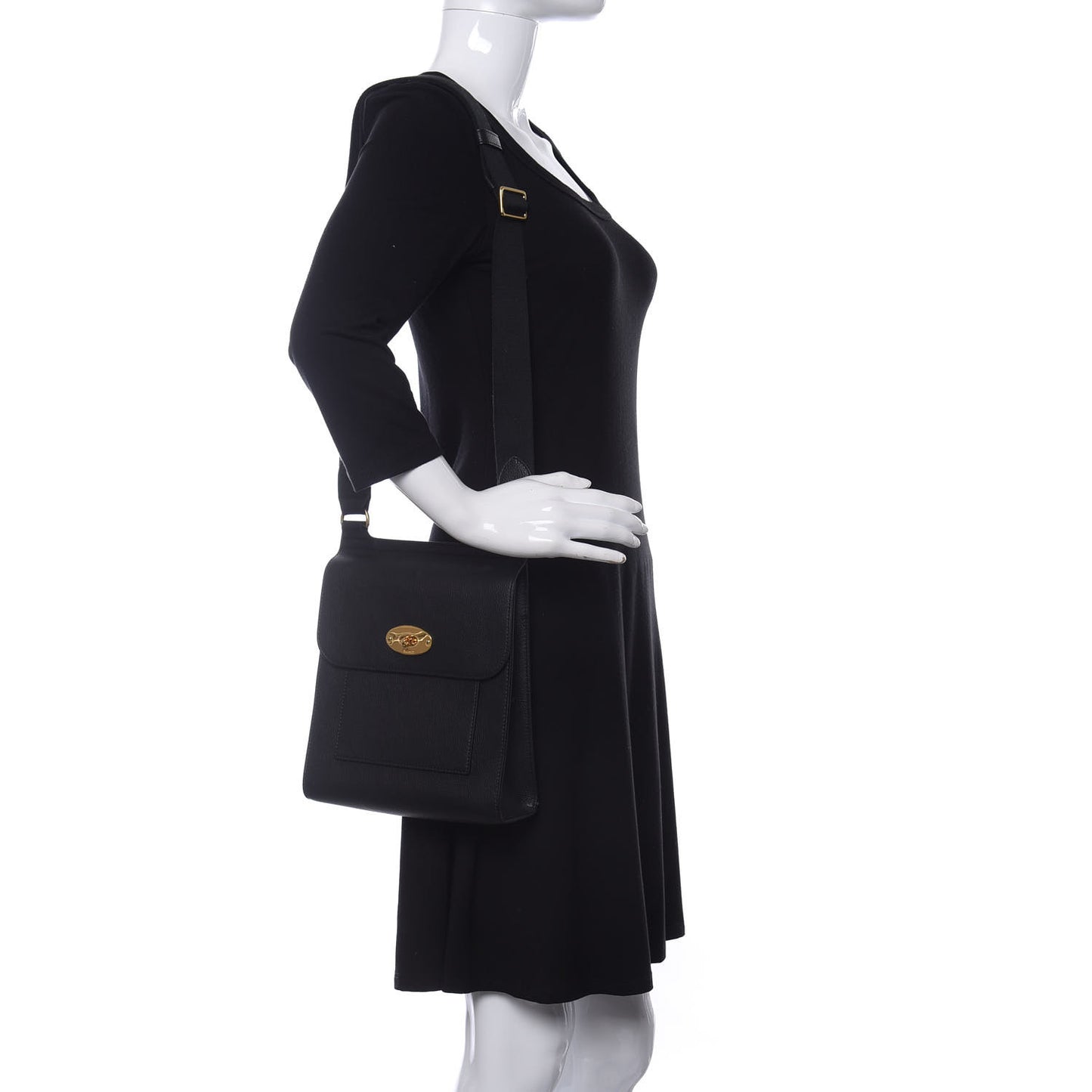 Natural Grain Calfskin Antony Messenger Crossbody Black