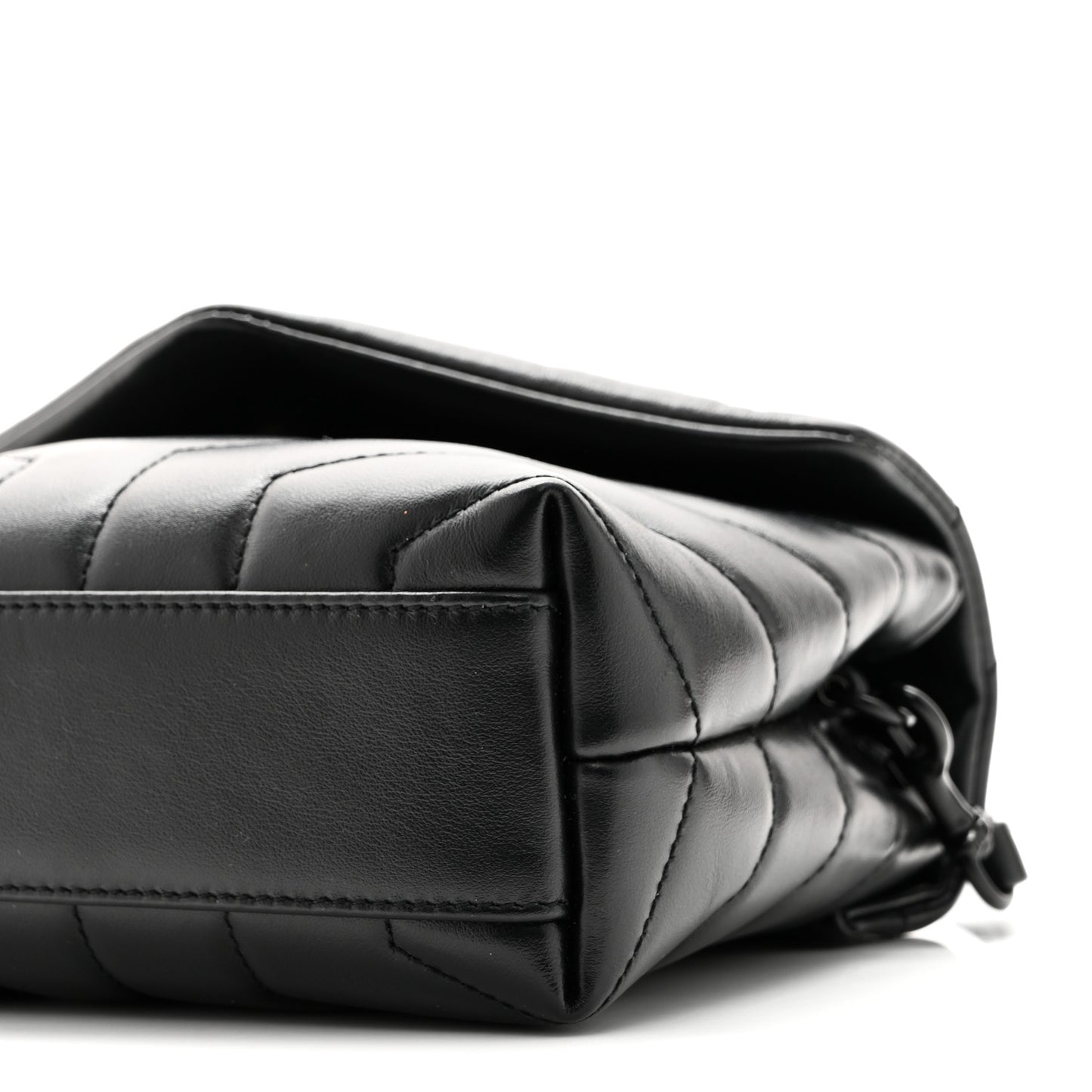 Calfskin Y Quilted Monogram Monochrome Toy Loulou Crossbody Bag Black