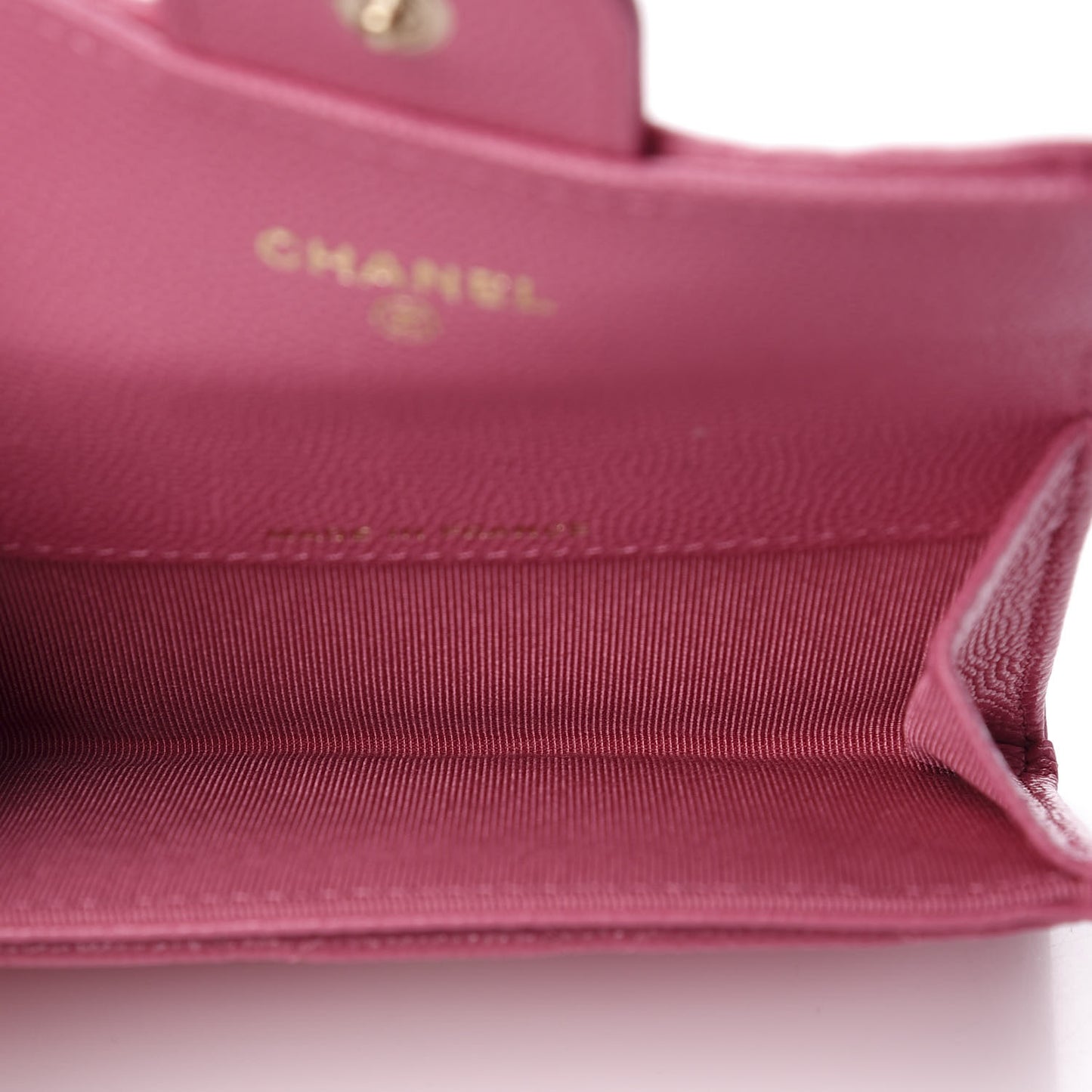 Caviar Quilted Flap Card Holder Wallet Pink